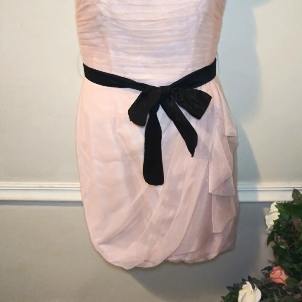 Vera Wang White Label Cameo Pink & Black Tulle Draped Special Occasion Dress - Picture 6 of 15
